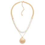 Wholesale layered Chain Link Necklace Pearl Beads Shell Pendant L Extender L