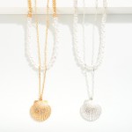 Wholesale layered Chain Link Necklace Pearl Beads Shell Pendant L Extender L
