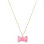 Chain Link Necklace Featuring Pearl Studded Cushion Bow Pendant

- Approximately 16" L
- Extender 3" L