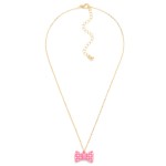 Wholesale chain Link Necklace Pearl Studded Cushion Bow Pendant L Extender L