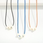 Short Leather Cord Necklace With Fresh Water Pearl Bead Focal

- Fresh Water Pearl
- Approximately 14" L