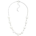 Chain Link Necklace With Mother of Pearl and Pearl Bead Stations

- Approximately 15" L
- Extender 3" L