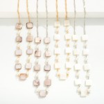 Chain Link Necklace With Mother of Pearl and Pearl Bead Stations

- Approximately 15" L
- Extender 3" L