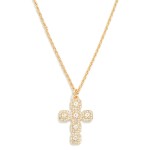 Rope Chain Necklace With Rhinestone Cross Pendant

- Approximately 18" L
- Extender 3" L