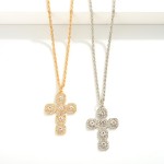 Wholesale rope Chain Necklace Rhinestone Cross Pendant L Extender L