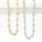 Wholesale linked Glass Crystal Triangle Choker Necklace L Extender L