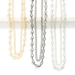 Wholesale long Chain Link Necklace Rhinestone Heart Stations L