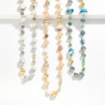 Wholesale long Gold Chain Link Necklace Glass Faceted Beads Approiximately L Ext