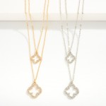 Wholesale set Two Chain Link Necklaces Rhinestone Clover Pendants L Extenders L