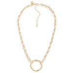 Short Chain Link Necklace Featuring Hammered Pendant

- Approximately 14" L
- Extender 3" L