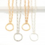 Short Chain Link Necklace Featuring Hammered Pendant

- Approximately 14" L
- Extender 3" L