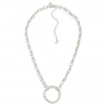 Short Chain Link Necklace Featuring Hammered Pendant

- Approximately 14" L
- Extender 3" L