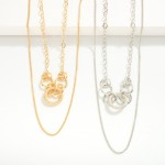 Layered Chain Link Necklace With Linked Metal Hoops Focal

- Approximately 16" L