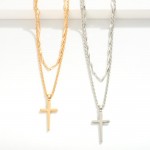 Wholesale layered Chain Link Necklace Cross Pendant L Extender L