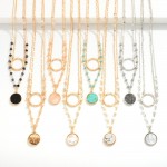 Wholesale layered Chain Link Necklace Semi Precious Stone Pendant Bead Details L
