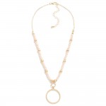 Wholesale short Beaded Necklace Twisted Metal Circle Pendant L Extender L