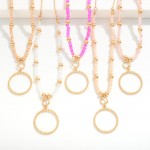 Wholesale short Beaded Necklace Twisted Metal Circle Pendant L Extender L