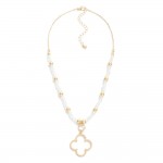Wholesale faceted Beaded Necklace Clover Pendant L Extender L