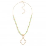 Faceted Beaded Necklace Featuring Clover Pendant

- Approximately 14" L
- Extender 3" L