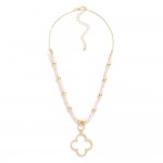 Wholesale faceted Beaded Necklace Clover Pendant L Extender L