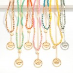 Wholesale set Two Beaded Chain Link Necklaces Circular Pendant L Extenders L