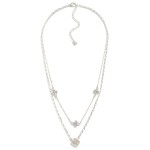 Wholesale layered Chain Link Necklace Rhinestone Clover Pendant L Extender L