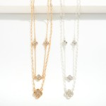 Wholesale layered Chain Link Necklace Rhinestone Clover Pendant L Extender L