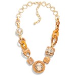 Resin Acetate Chain Link Necklace With Statement Rhinestone and Acetate Pendant

- Approximately 18" L
- Extendder 3" L