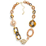 Wholesale resin Acetate Chain Link Necklace Statement Rhinestone Cluster Pendant