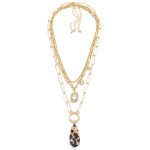 Wholesale layered Metal Chain Link Necklace Rhinestone Acetate Teardrop Pendants