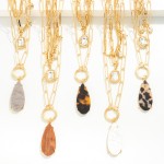 Wholesale layered Metal Chain Link Necklace Rhinestone Acetate Teardrop Pendants