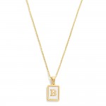Wholesale dainty Stainless Steel Chain Link Necklace Mother Pearl Inlay Initial