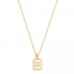 Wholesale dainty Stainless Steel Chain Link Necklace Mother Pearl Inlay Initial