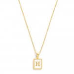 Wholesale dainty Stainless Steel Chain Link Necklace Mother Pearl Inlay Initial