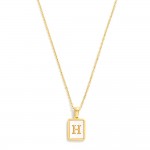 Dainty Stainless Steel Chain Link Necklace Featuring Mother-of-Pearl Inlay Initial Pendant 

- 18K Gold Plated Stainless Steel*
- Approximately 16" L (no extender) 


* Stainless Steel is Hypoallergenic, Waterproof, Fade-resistant and Tarnish-Resistant 