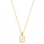 Wholesale dainty Stainless Steel Chain Link Necklace Mother Pearl Inlay Initial