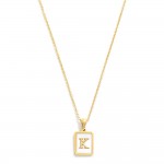 Wholesale dainty Stainless Steel Chain Link Necklace Mother Pearl Inlay Initial