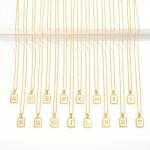 Wholesale dainty Stainless Steel Chain Link Necklace Mother Pearl Inlay Initial