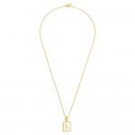 Wholesale dainty Stainless Steel Chain Link Necklace Mother Pearl Inlay Initial