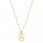 Wholesale dainty Stainless Steel Chain Link Necklace Mother Pearl Inlay Initial