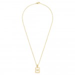 Wholesale dainty Stainless Steel Chain Link Necklace Mother Pearl Inlay Initial