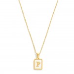 Dainty Stainless Steel Chain Link Necklace Featuring Mother-of-Pearl Inlay Initial Pendant 

- 18K Gold Plated Stainless Steel*
- Approximately 16" L (no extender) 


* Stainless Steel is Hypoallergenic, Waterproof, Fade-resistant and Tarnish-Resistant 