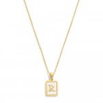 Dainty Stainless Steel Chain Link Necklace Featuring Mother-of-Pearl Inlay Initial Pendant 

- 18K Gold Plated Stainless Steel*
- Approximately 16" L (no extender) 


* Stainless Steel is Hypoallergenic, Waterproof, Fade-resistant and Tarnish-Resistant 