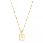 Dainty Stainless Steel Chain Link Necklace Featuring Mother-of-Pearl Inlay Initial Pendant 

- 18K Gold Plated Stainless Steel*
- Approximately 16" L (no extender) 


* Stainless Steel is Hypoallergenic, Waterproof, Fade-resistant and Tarnish-Resistant 