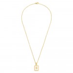 Wholesale dainty Stainless Steel Chain Link Necklace Mother Pearl Inlay Initial