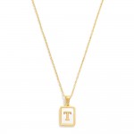 Wholesale dainty Stainless Steel Chain Link Necklace Mother Pearl Inlay Initial