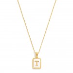 Dainty Stainless Steel Chain Link Necklace Featuring Mother-of-Pearl Inlay Initial Pendant 

- 18K Gold Plated Stainless Steel*
- Approximately 16" L (no extender) 


* Stainless Steel is Hypoallergenic, Waterproof, Fade-resistant and Tarnish-Resistant 