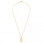 Wholesale dainty Stainless Steel Chain Link Necklace Mother Pearl Inlay Initial