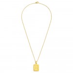 Dainty Stainless Steel Chain Link Necklace Featuring Gold Tone Square Initial Pendant

- Approximately 17" L
- No Extender 
- Pendant .75" L