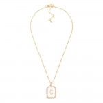 Wholesale chain Link Initial Pendant Necklace Rhinestone Border L Pendant L Exte